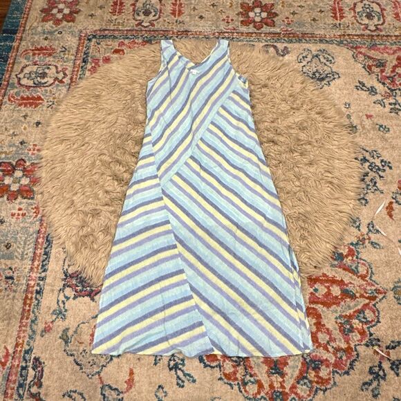 J jill love linen blue lotus multi stripe dress - Picture 3 of 7